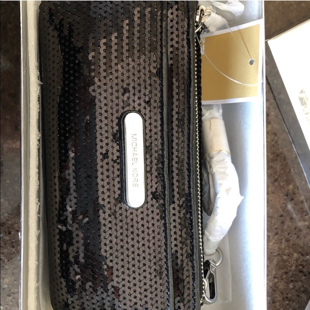 Black sequence MK evening bag
